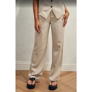 Urban Outfitters Ribbed Elastic Waistband Flare Lounge Pants‎ Cream - Size S